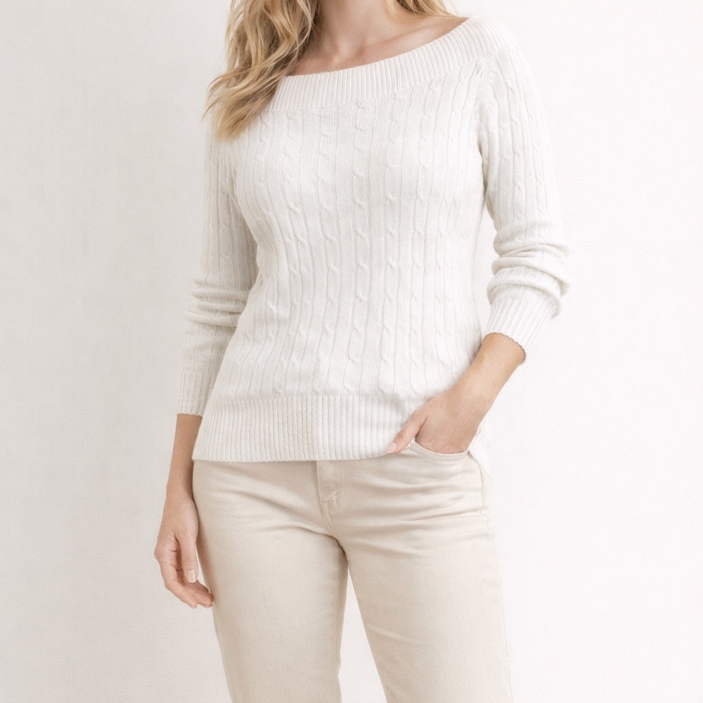 Beechers Brook Off-Shoulder White Sweater